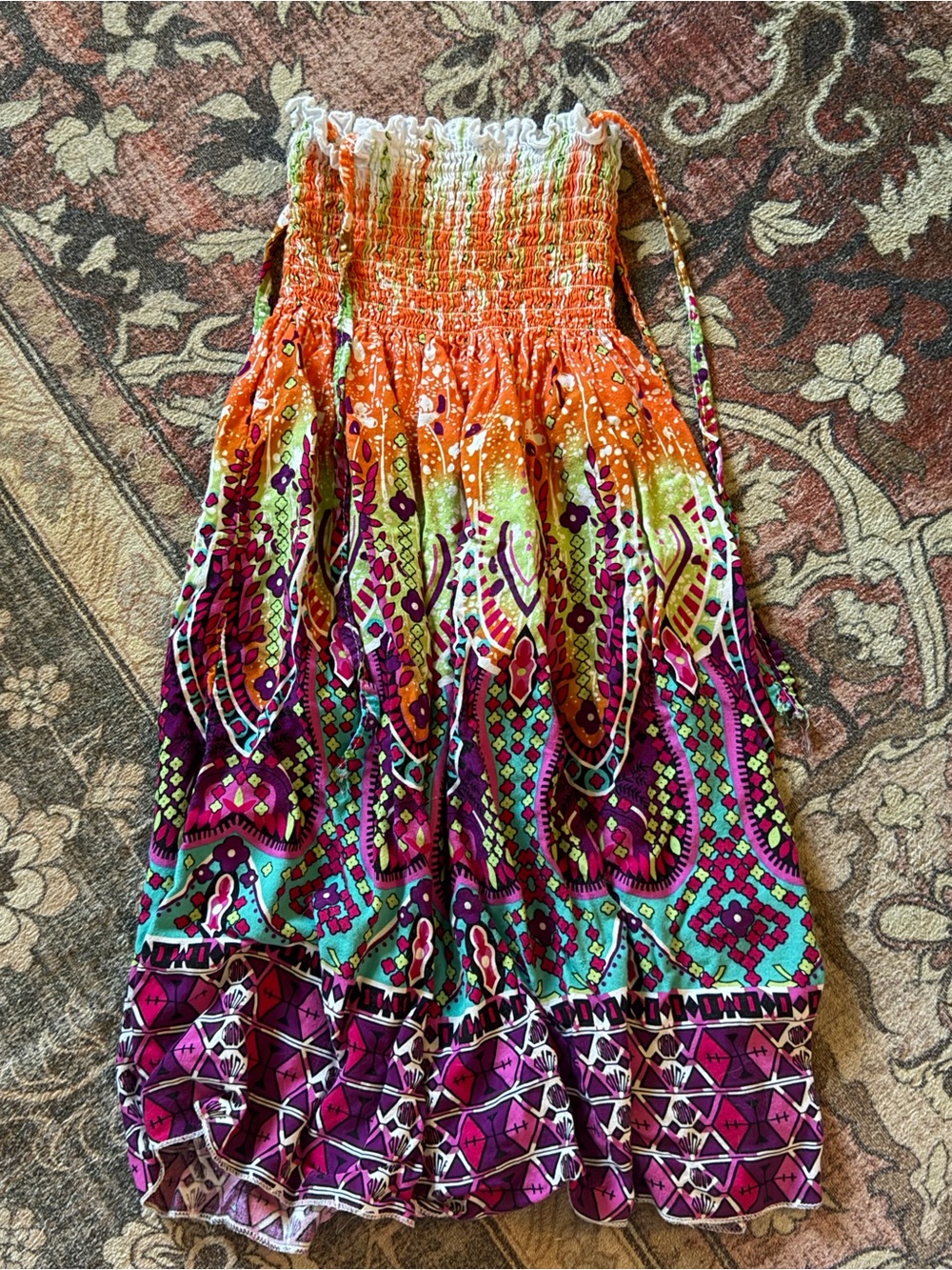Vibrant Multicolor Smocked Maxi Dress